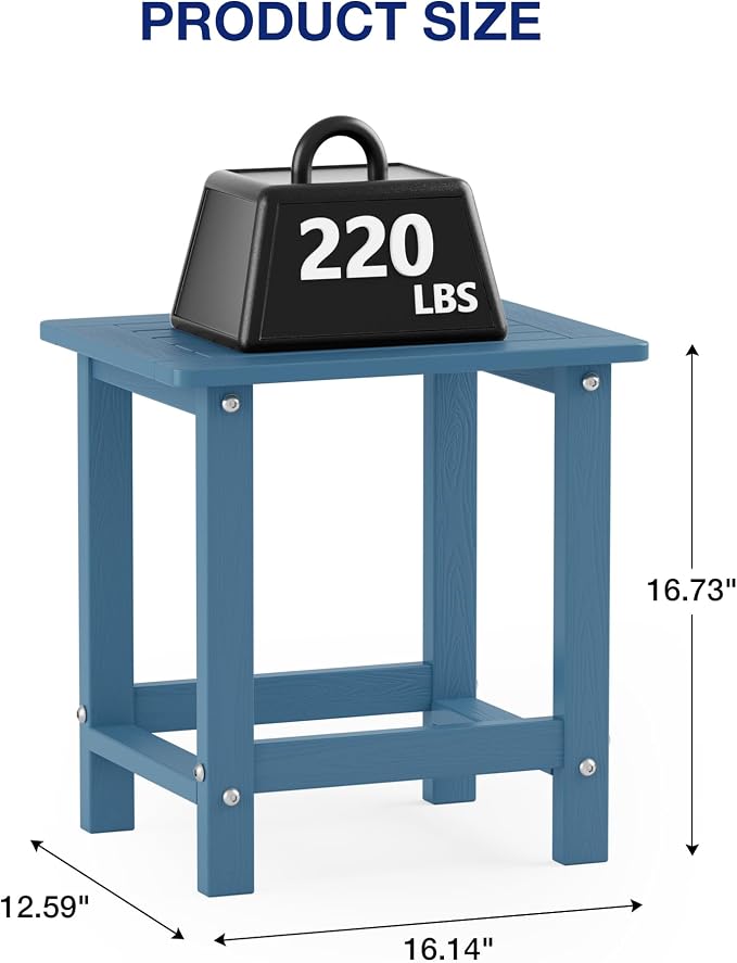 YEFU Outdoor Side Table for Patio: 16" HIPS Weather - Image 3