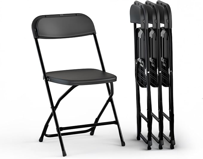 4 PACK White Foldable Plastic Chair | Folding & Stackable | 350 lbs Capacity by OurModernSpace