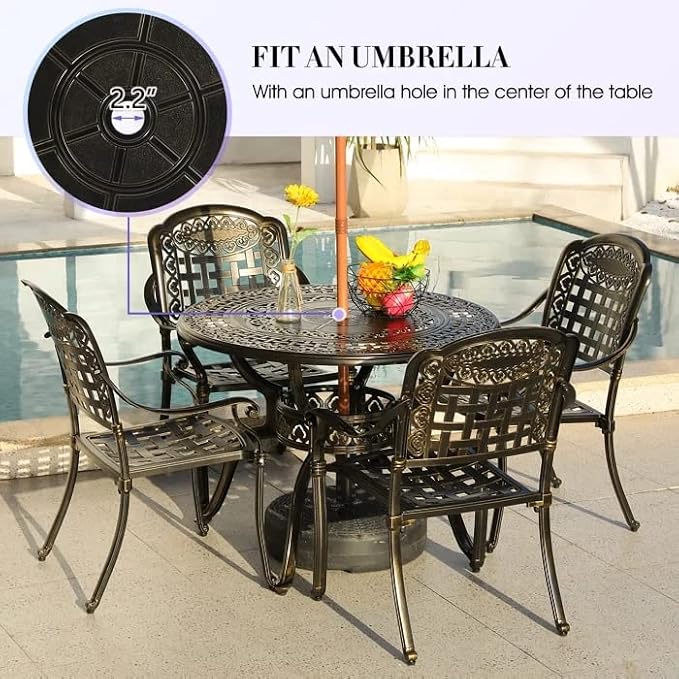 Patio Dining Table, Cast Aluminum Patio Table - Image 7