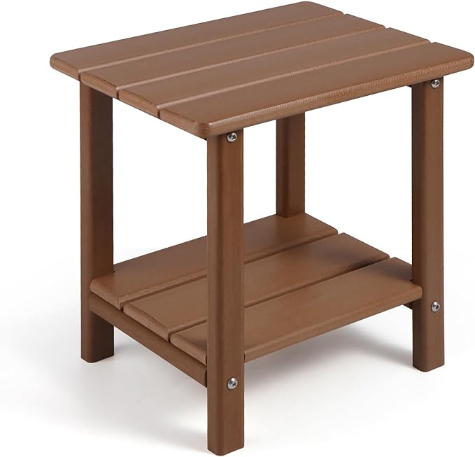 Adirondack Outdoor Side Table, 2-Tier Sturdy Patio End Table Weather Resistant by Apolimi