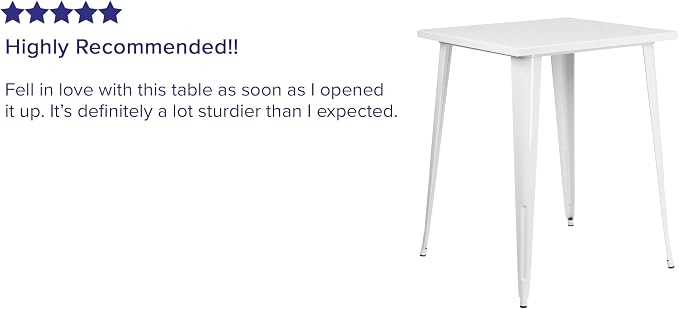 Flash Furniture Nolan Commercial Grade 31.5" Square White Metal Indoor-Outdoor - Image 3