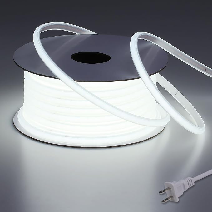 AC 110V COB LED Strip Lights Outdoor Waterproof 65.6ft, 6000K Cool White Super by BENLUN
