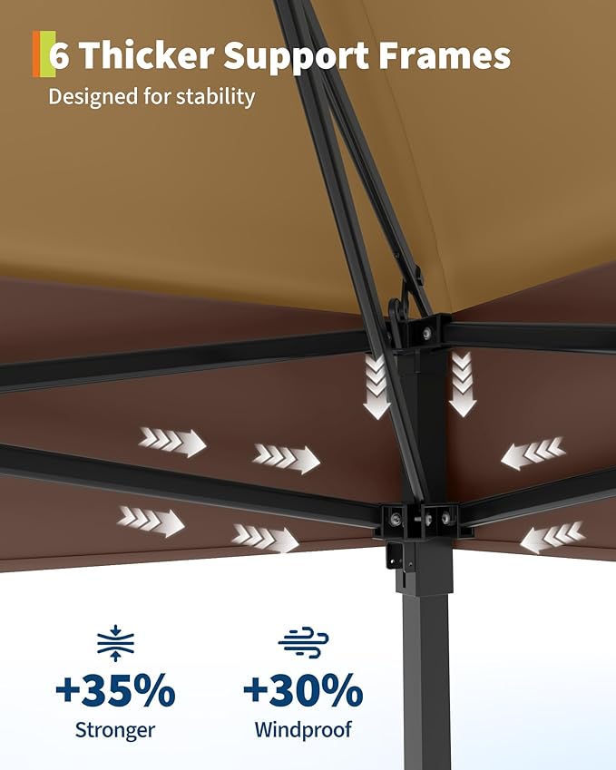 Canopy Tent 12x12 ft, Pop Up Gazebo One-Push Setup - Image 6