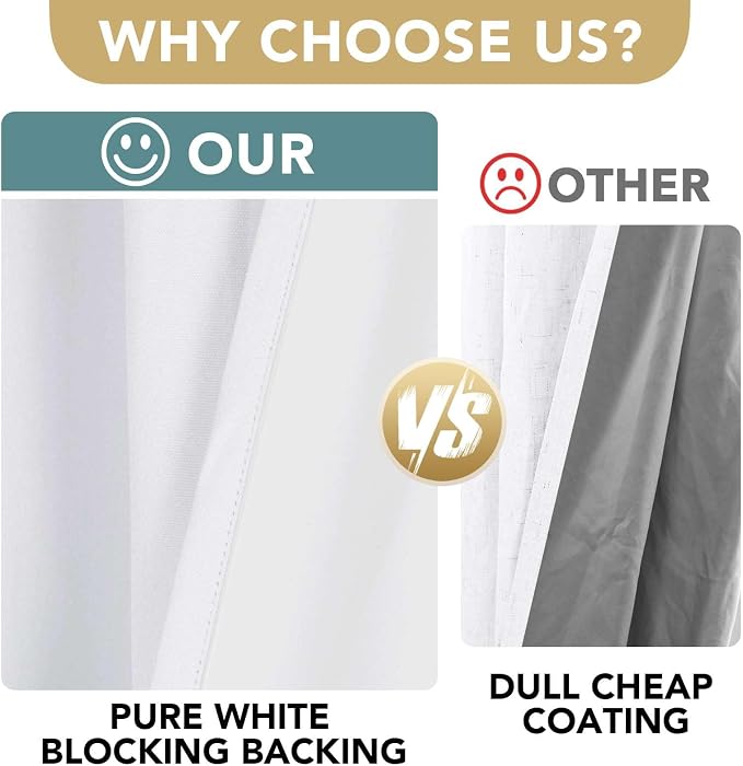 H.VERSAILTEX Pure White Curtains 96 inches Long, 100% Blackout Curtains - Image 3