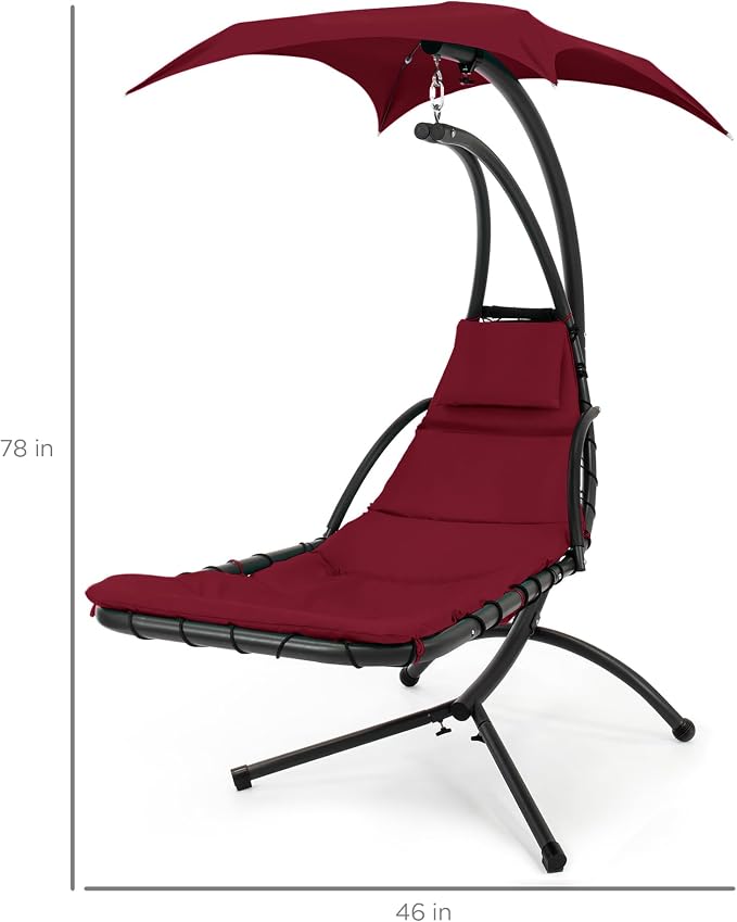 Best Choice Products Outdoor Hanging Curved Steel Chaise Lounge Chair Swing - Image 2