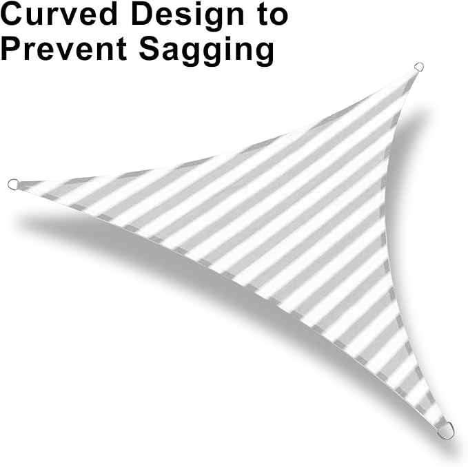 LOVE STORY 10' x 10' x 10' Triangle Grey-White Sun Shade Sail Canopy UV Block - Image 6