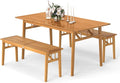 Tangkula 3 Pieces Patio Dining Set, Acacia Wood Space Saving Outdoor by TANGKULA