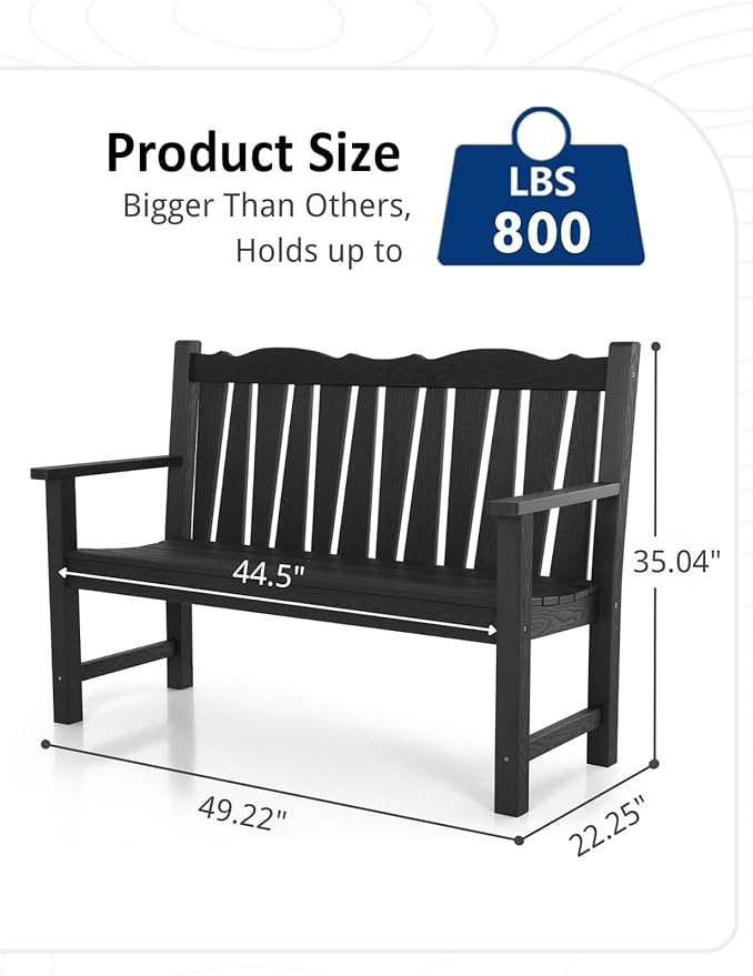 Outdoor Bench Weatherproof, 2-Person Garden Benches - Image 3