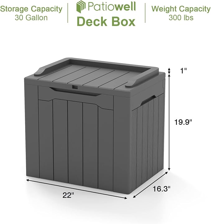 Patiowell 30 Gallon Resin Deck Box, Outdoor Storage Box - Image 6