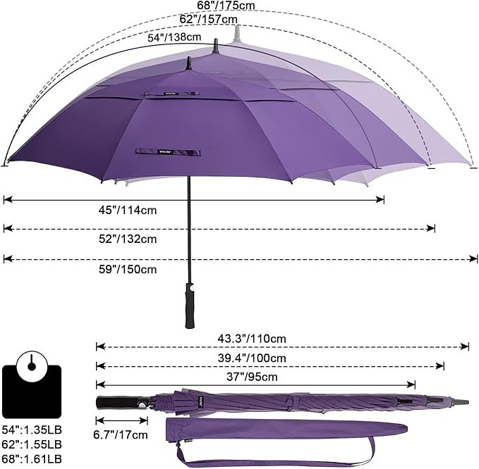 G4Free 47/54/62/68/72 Inch Automatic Open Golf Umbrella Oversize Extra Large - Image 2