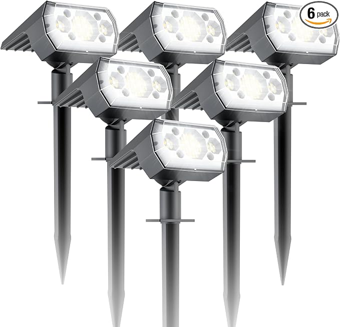 6 Packs Solar Spot Lights Outdoor, 64 LED 6500K Solar Lights Outdoor, IP67 by Unknown