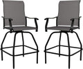 LEVELEVE Patio Bar Set 2pcs Swivel Bar Stools Outdoor Bistro Textilene by Enjoyyourlife