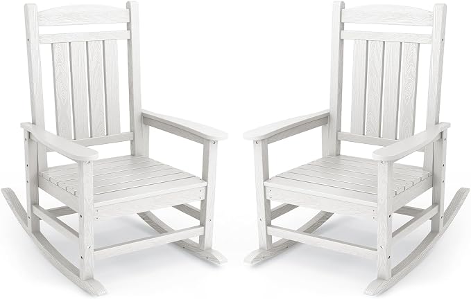 KINGYES Oversized Patio Rocking Chair Set of 2, High Density Polyethylene by KINGYES