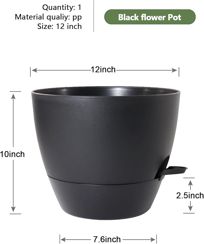 12 inch Large Self Watering Pots, Flower Plant Pots - Image 2