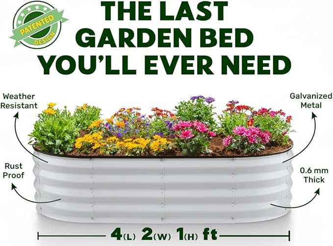 Plant & Plot Galvanized Raised Garden Beds Outdoor // 4×2×1 ft Planter Raised - Image 5