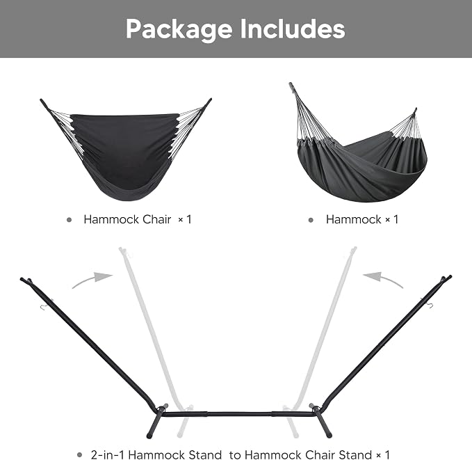 SUNCREAT 2-in-1 Hammocks Convertible Portable Double Hammock - Image 3