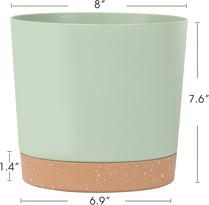 kubvici 8'' Plastic Flower Planter Pots Set of 2 Indoor Outdoor Planters - Image 3