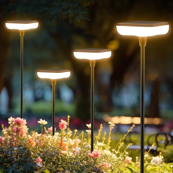 Solar Lights Outdoor Garden 4 Pack Solar Pathway Light 31" Tall Solar Landscape by Ainostone
