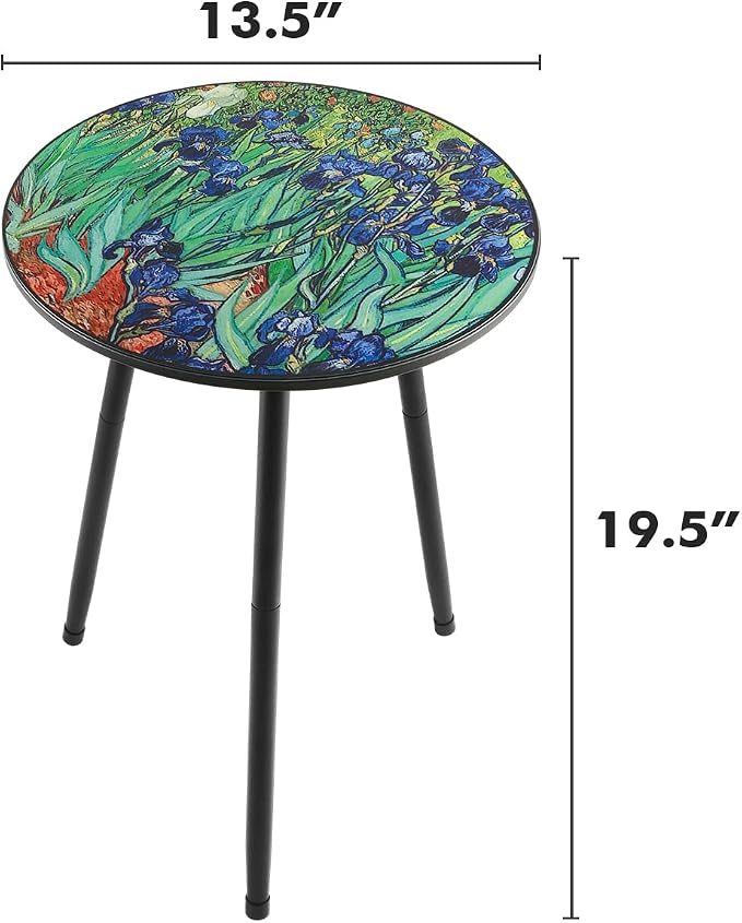 2 Packs Metal Outdoor Side Table Irises Patio Side Tables - Image 3