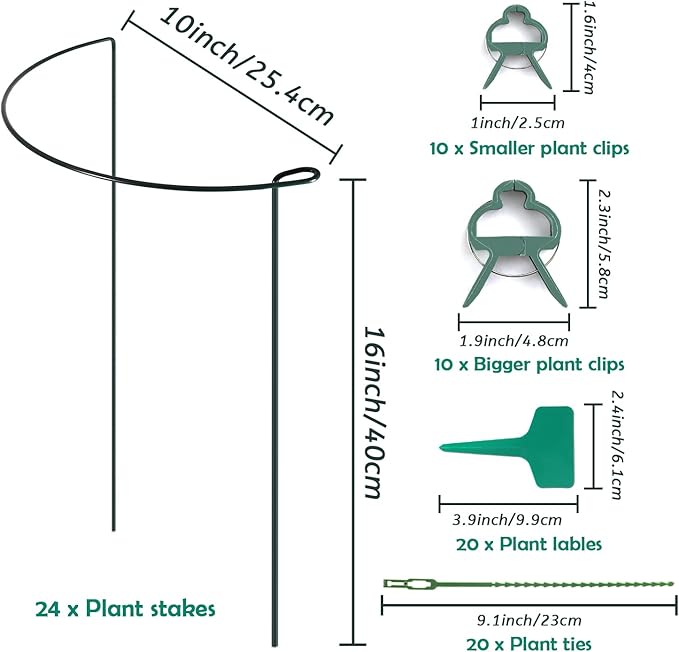 24 Pack Plant Support Stake, Half Round Metal Garden Plant Stake, Border Support - Image 2