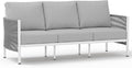 Aluminum Outdoor Patio Couch, 3 Seats HDPE Rope Patio Sofa by Oasbira