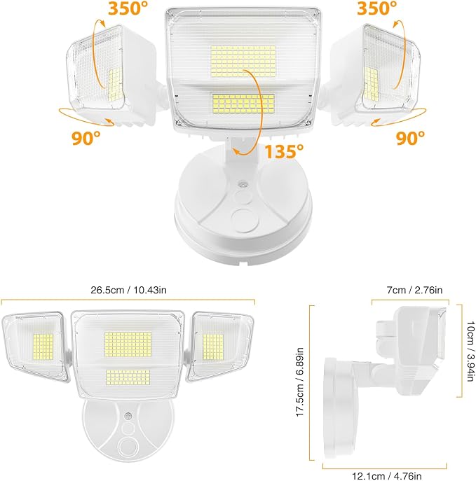Onforu 90W Flood Lights Outdoor, 10000LM Ultra Bright 4-Head LED Security Light - Image 9