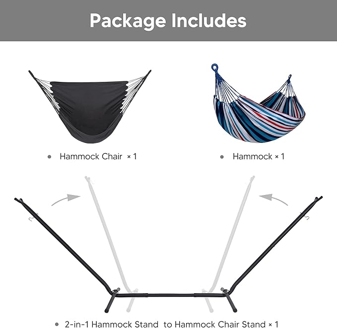 SUNCREAT 2-in-1 Convertible Portable Double Hammock - Image 3