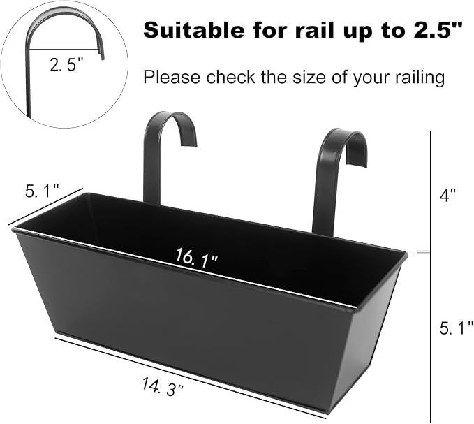 Railing Planters Outdoor Balcony 16 Inch Deck Over The Railing Planter Boxes - Image 2