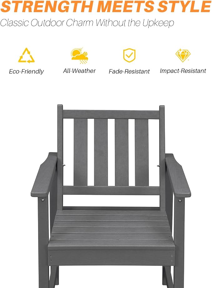 HDPE Outdoor Dining Set of 6, Patio Dining Table Set - Image 5