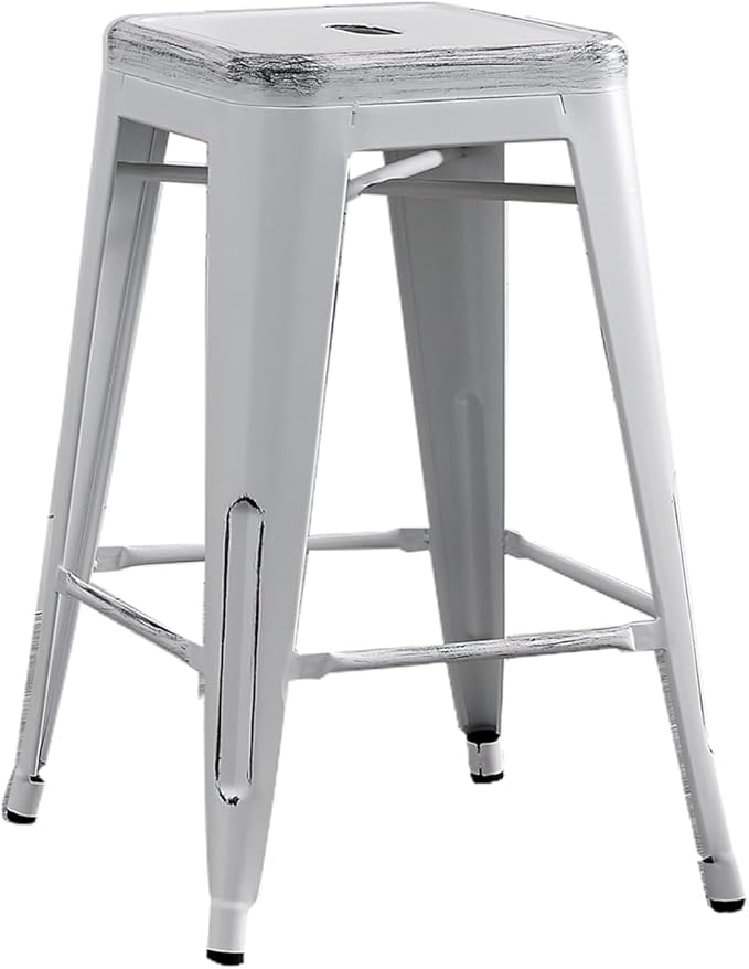 AC Pacific 24” Metal Backless Barstool Set of 2 – Country Rustic Style - Image 4