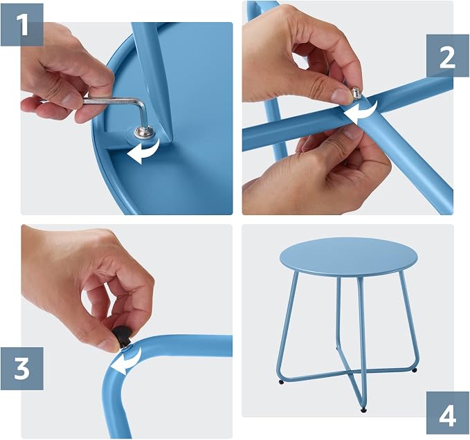 Small Patio Side Table, Round Metal Side Table, Weatherproof, Outdoor End Table - Image 6