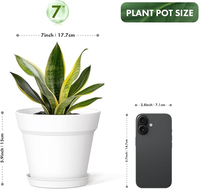 7 Inch Thick Plastic Plant Pots - Image 3