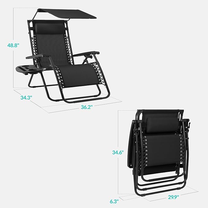 Best Choice Products 30” Wide Folding Zero Gravity Outdoor Recliner Patio - Image 2