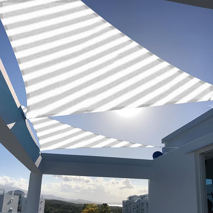 SUNNY GUARD Sun Shade Sail 12'x12'x12' Triangle Grey-White UV Block Sunshade by SUNNYGUARD