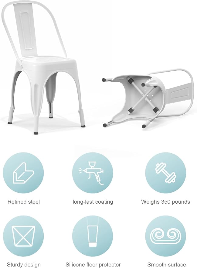 Nazhura Metal Dining Chair Farmhouse Tolix Style - Image 3
