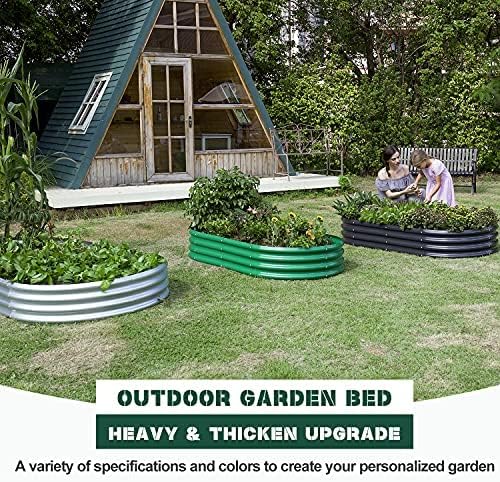 Land Guard 2Pcs Galvanized Raised Garden Bed Kit, Galvanized Planter Oval Large - Image 2