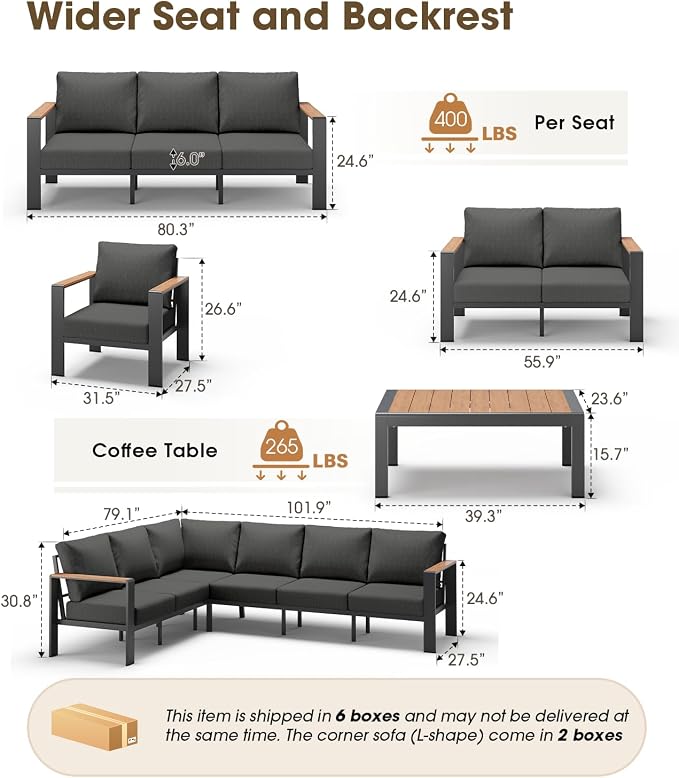 Aluminum Outdoor Patio Furniture Loveseat, All-Weather Patio Conversation Sets - Image 3
