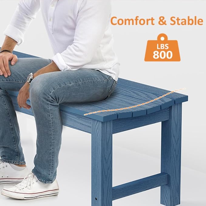 Outdoor Bench Set of 2, 2-Person Patio Backless Benches, HIPS Weatherproof - Image 5