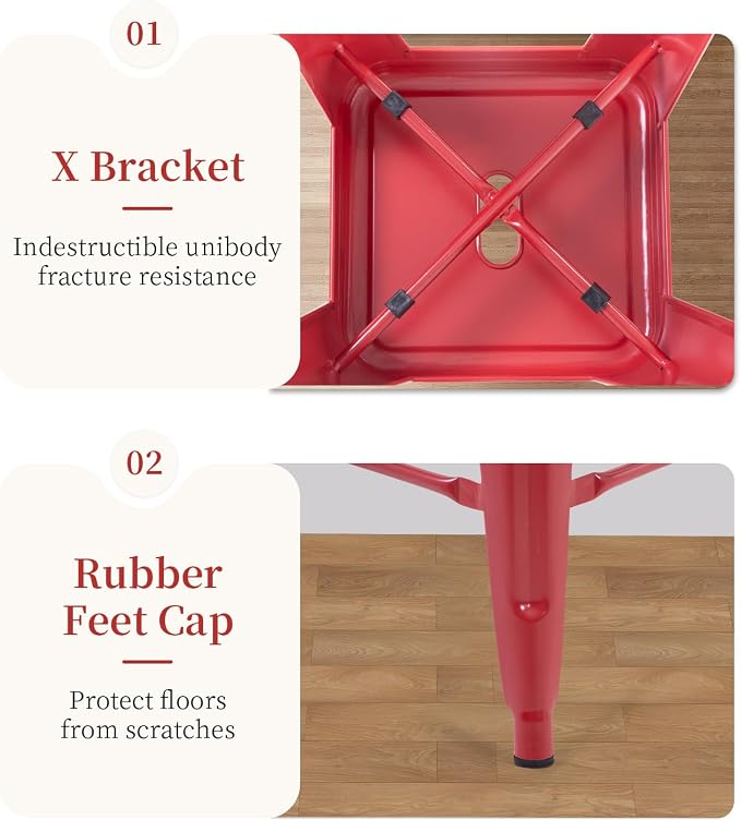 FDW Metal Bar Stools Set of 4 Counter Height Bar Stools 24 Inches Industrial - Image 8