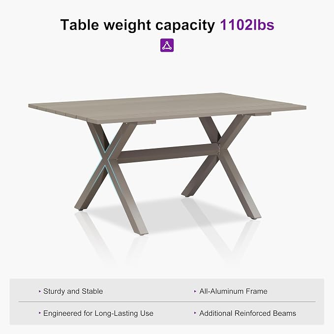 PURPLE LEAF Patio Dining Set for 6 All-Weather Wicker 7 Piece Aluminium Outdoor - Image 5