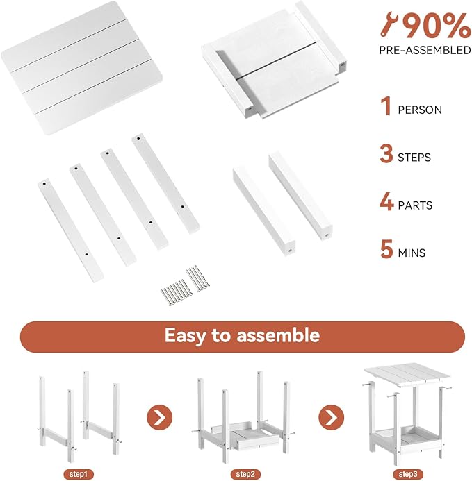 Outdoor Side Table with 2 Layers Storage Small Adirondack Square Side Tables - Image 7
