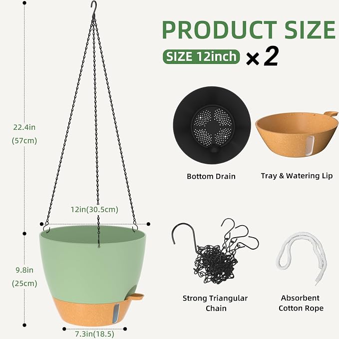ZMTECH 12 Inch Hanging Planters - Image 2