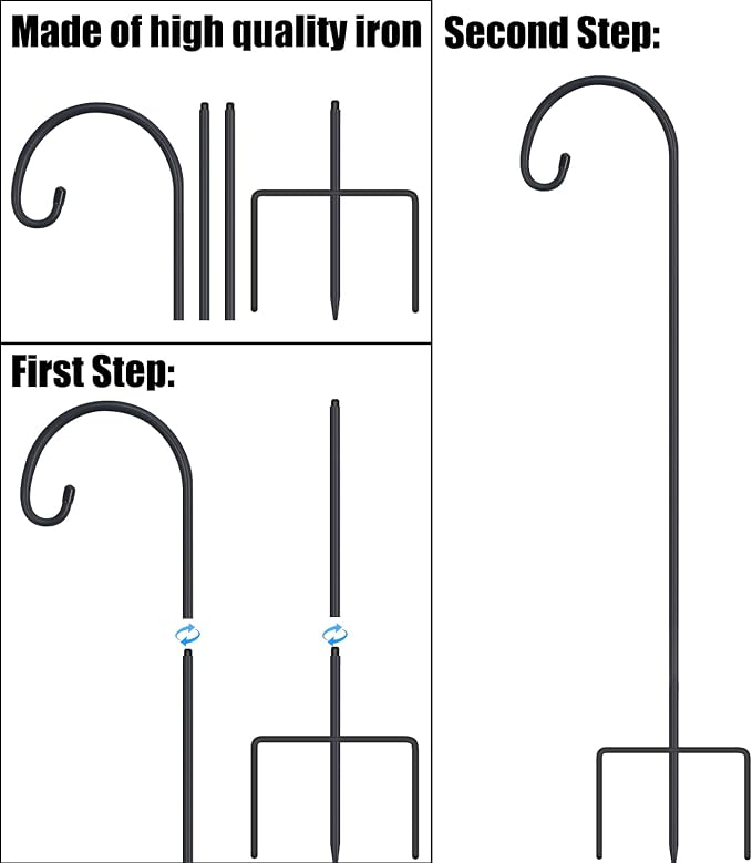 FEED GARDEN Adjustable 32 Inch Shepherd Hooks Thick Rust Resistant Steel - Image 8