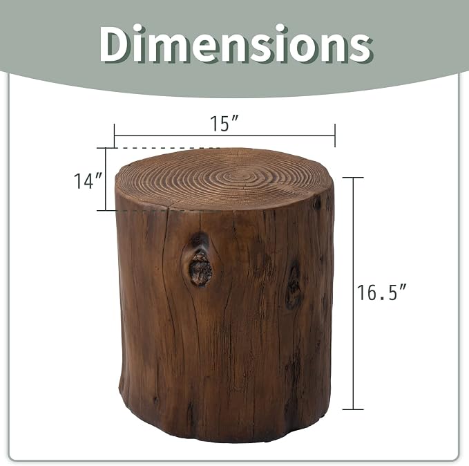 SUNBURY Stump Side Table, Concrete Side Table Garden Stool - Image 3