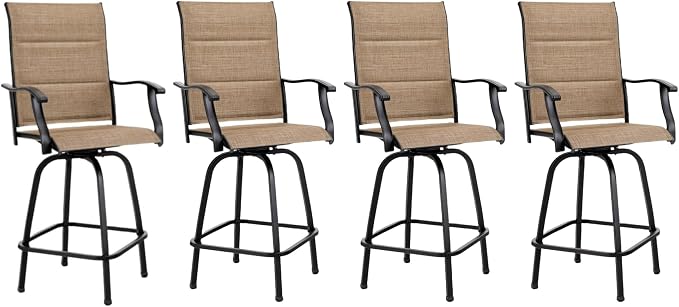 MFSTUDIO Outdoor Bar Stools Set of 4, Swivel Bar Height Patio Chairs Outdoor by MFSTUDIO
