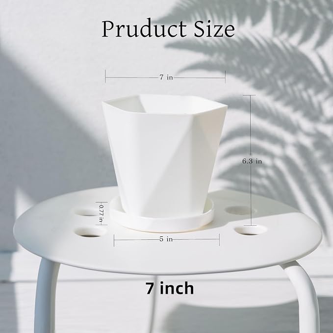 InmeRun Plant Pots Indoor Plastic Flower Pots Outdoor 7 inch Set of 6 Pack - Image 4