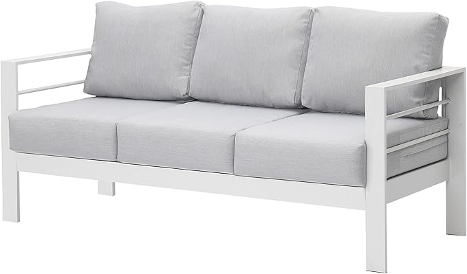 Wisteria Lane Patio Furniture Aluminum Sofa, All-Weather Outdoor 3 Seats Couch by WisteriaLane
