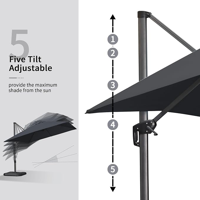 PURPLE LEAF 10' X 13' Square Cantilever Umbrella Patio Umbrella - Image 4