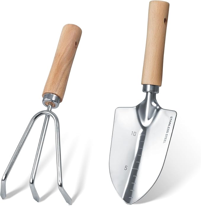 Garden Tool Set, 2 Pieces Stainless Steel Heavy Duty Garden Tools, Gardening Kit by HoHaing
