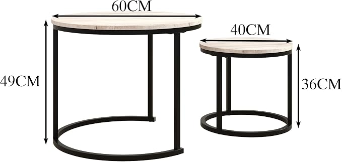 HOJINLINERO Round Coffee Table, Nesting Coffee Table Set of 2, Center Tables - Image 2